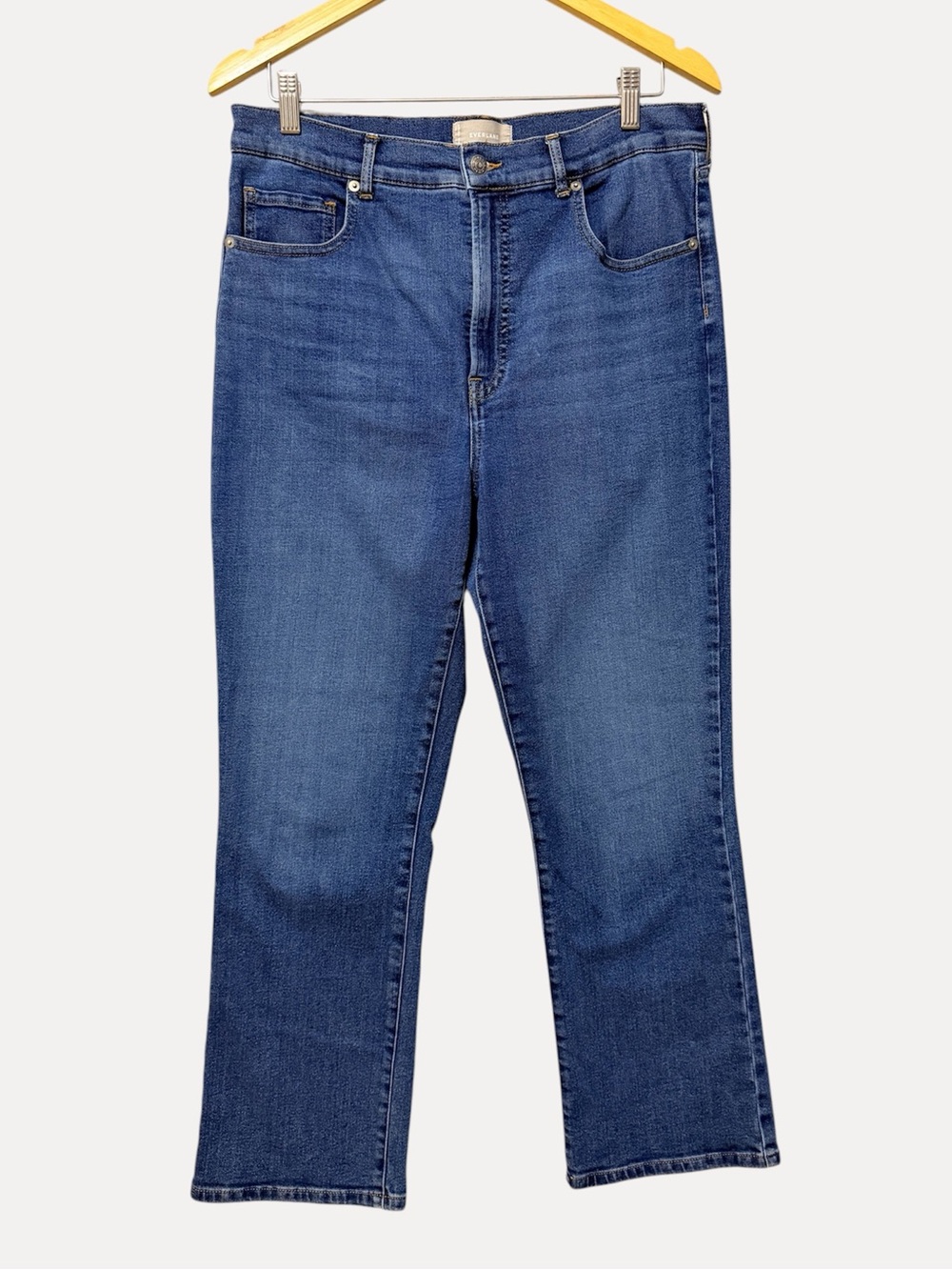 Everlane Authentic Stretch Slim Bootcut Jeans Size 32 Medium Wash Ankle Length